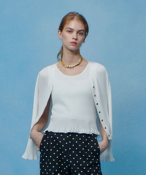 allureville / アルアバイル カーディガン・ボレロ | 【LOULOU WILLOUGHBY】ワイドリブヘムフリルカーディガン（ホワイト (01)）