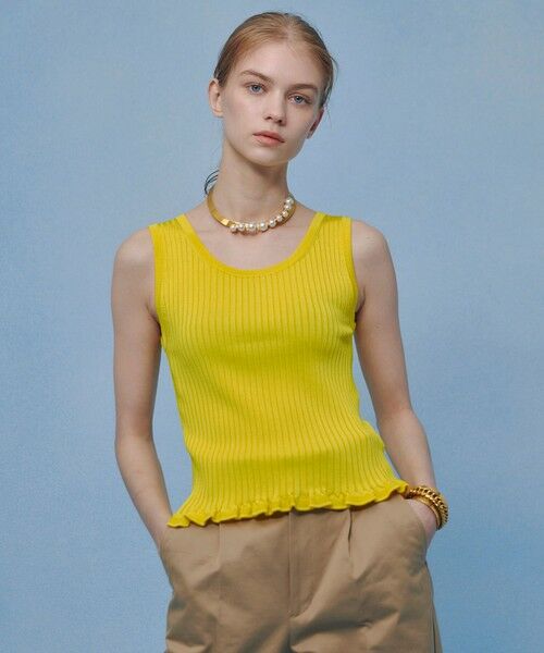 allureville / アルアバイル タンクトップ | 【LOULOU WILLOUGHBY】ワイドリブヘムフリルタンク(イエロー (21))