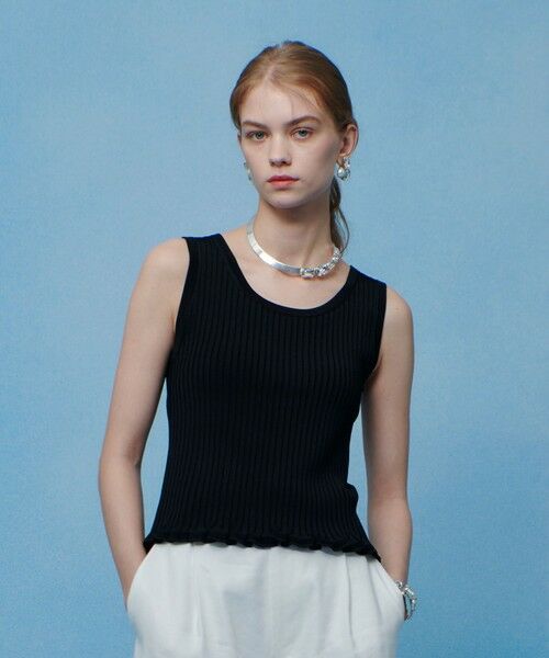 allureville / アルアバイル タンクトップ | 【LOULOU WILLOUGHBY】ワイドリブヘムフリルタンク（ブラック (95)）