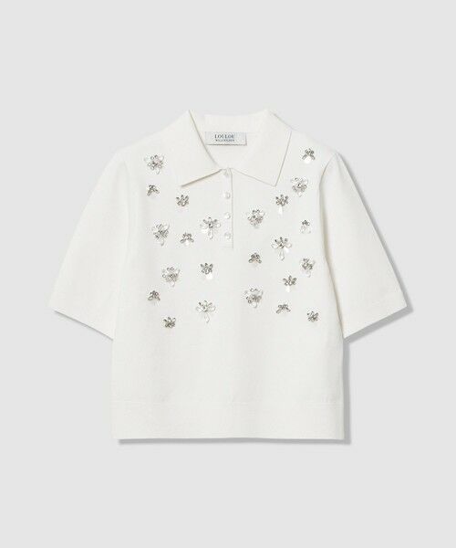 allureville / アルアバイル ニット・セーター | 【LOULOU WILLOUGHBY】フラワービジューポロ（オフホワイト (02)）