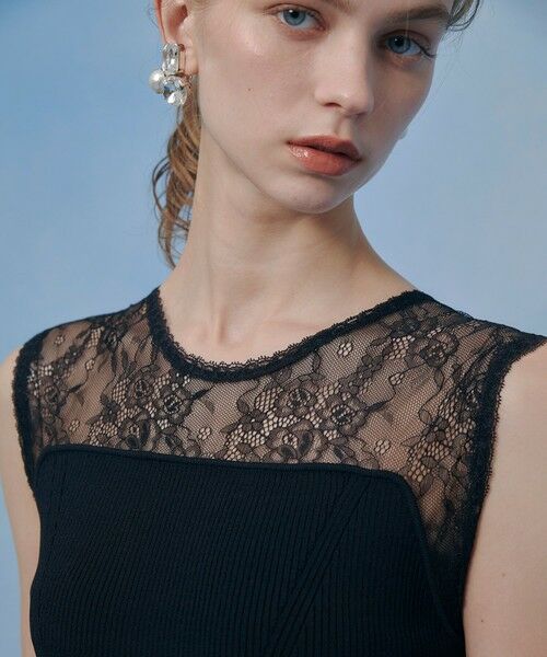 allureville / アルアバイル ニット・セーター | 【LOULOU WILLOUGHBY】レーシィビスチェプルオーバー（ブラック (95)）