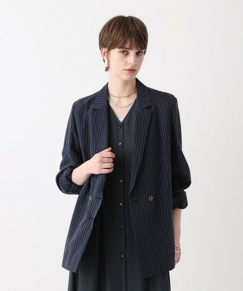 allureville / アルアバイル テーラードジャケット | シアーストライプジャケット（ネイビー (65)）