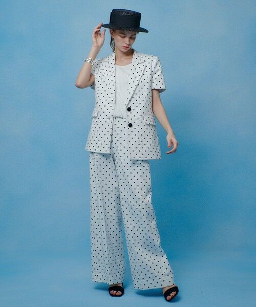 allureville / アルアバイル テーラードジャケット | 【LOULOU WILLOUGHBY】リネン混ドットハーフスリーブジャケット | 詳細10