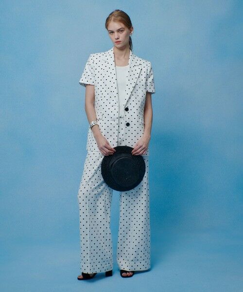allureville / アルアバイル テーラードジャケット | 【LOULOU WILLOUGHBY】リネン混ドットハーフスリーブジャケット | 詳細9