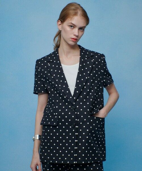 allureville / アルアバイル テーラードジャケット | 【LOULOU WILLOUGHBY】リネン混ドットハーフスリーブジャケット | 詳細19