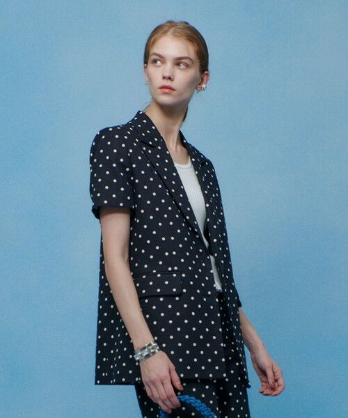 allureville / アルアバイル テーラードジャケット | 【LOULOU WILLOUGHBY】リネン混ドットハーフスリーブジャケット | 詳細20