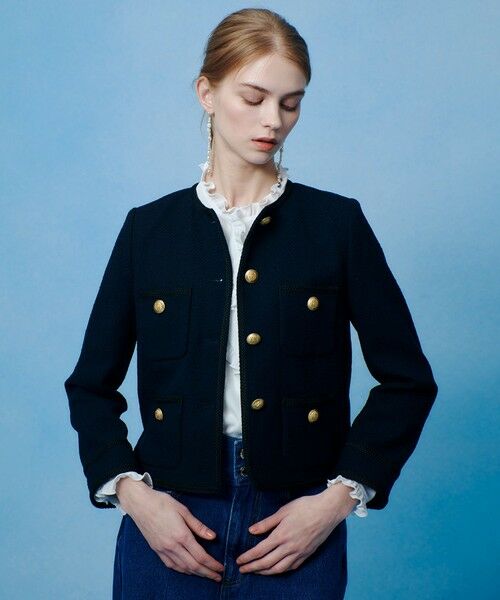 allureville / アルアバイル ノーカラージャケット | 【LOULOU WILLOUGHBY】ツイードツイルクルージャケット | 詳細13