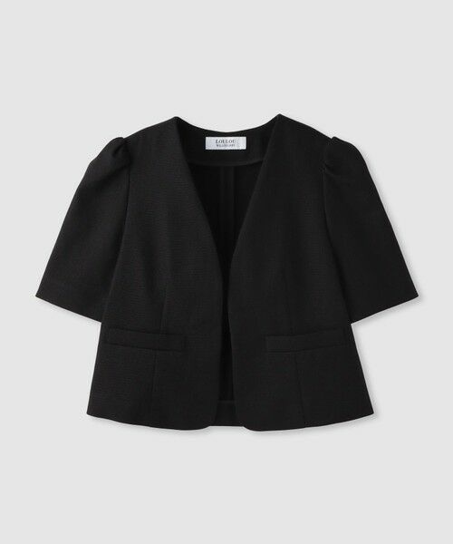 allureville / アルアバイル テーラードジャケット | 【LOULOU WILLOUGHBY】ブライトリネン半袖ジャケット（ブラック (95)）
