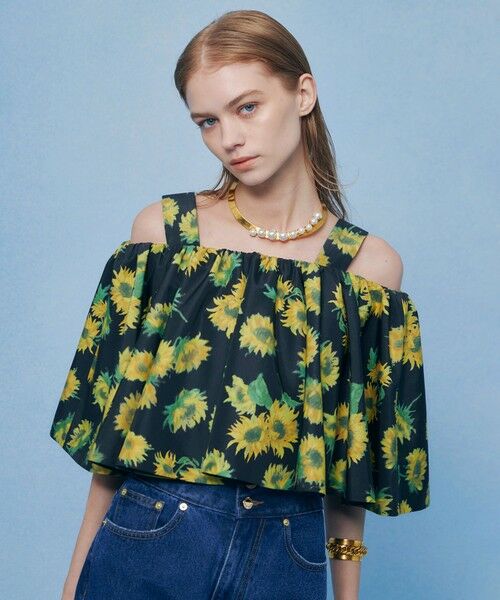 allureville / アルアバイル シャツ・ブラウス | WEB 一部店舗限定【LOULOU WILLOUGHBY】サンフラワープリントブラウス（ブラック系 (98)）