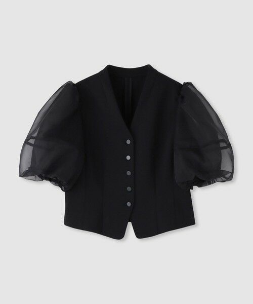 allureville / アルアバイル カットソー | 【LOULOU WILLOUGHBY】ジレドッキングオーガンスリーブトップス（ブラック (95)）