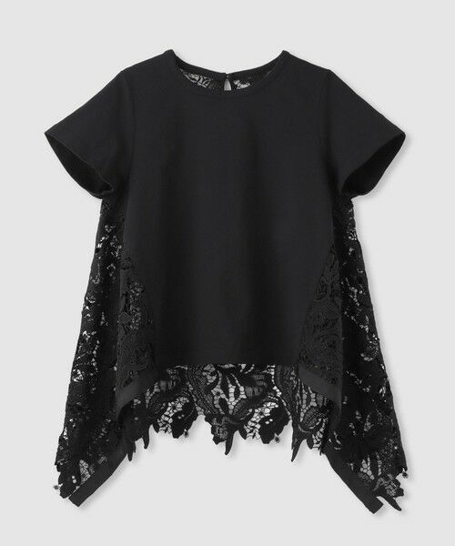 allureville / アルアバイル カットソー | 【LOULOU WILLOUGHBY】レースドッキングロングＴシャツ（ブラック (95)）