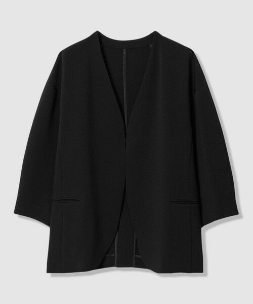 allureville / アルアバイル ノーカラージャケット | 【ATELIER Line】ダブルクロスカラーレスジャケット（ブラック (95)）