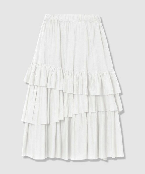allureville / アルアバイル ミニ・ひざ丈スカート | イレギュラーティアードスカート（ホワイト (01)）
