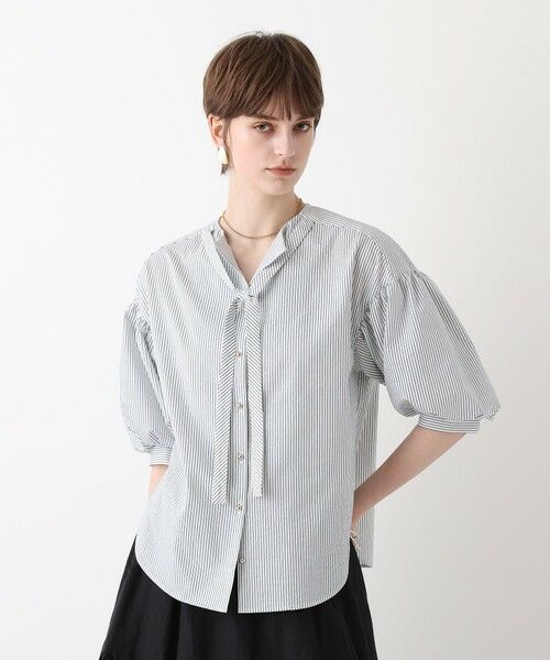 allureville / アルアバイル シャツ・ブラウス | サッカーストライプパフスリーブブラウス | 詳細1