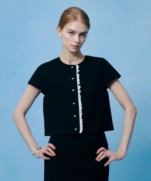 allureville / アルアバイル ノーカラージャケット | 【LOULOU WILLOUGHBY】ダブルクロスフリルジャケット | 詳細1