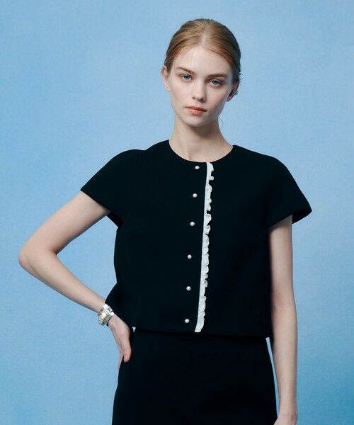 allureville / アルアバイル ノーカラージャケット | 【LOULOU WILLOUGHBY】ダブルクロスフリルジャケット | 詳細2