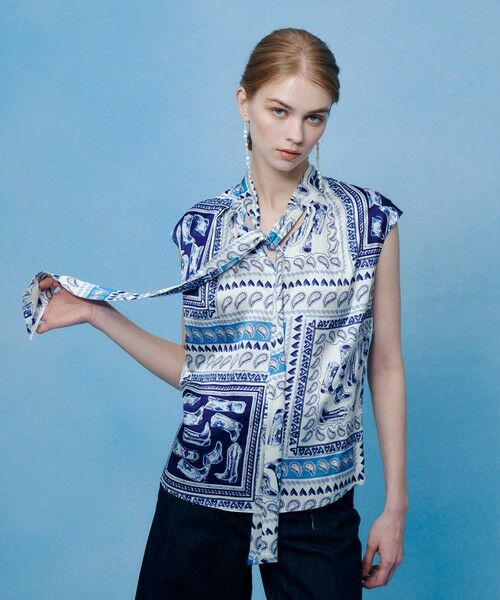 allureville / アルアバイル シャツ・ブラウス | WEB 一部店舗限定【LOULOU WILLOUGHBY】ウエスタンスカーフプリントリボンブラウス | 詳細1