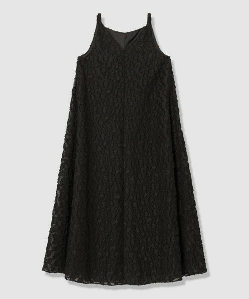 allureville / アルアバイル ミニ丈・ひざ丈ワンピース | カットジャカードＶネックワンピース（ブラック (95)）