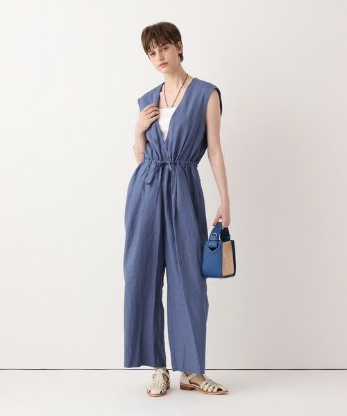 allureville / アルアバイル サロペット・オールインワン | リネンＶカラーコンビネゾン（インディゴ (66)）