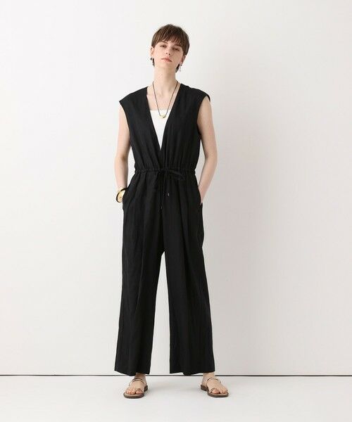 allureville / アルアバイル サロペット・オールインワン | リネンＶカラーコンビネゾン（ブラック (95)）