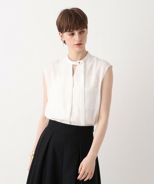 allureville / アルアバイル シャツ・ブラウス | ブライトツイルアシメボウノースリブラウス | 詳細1