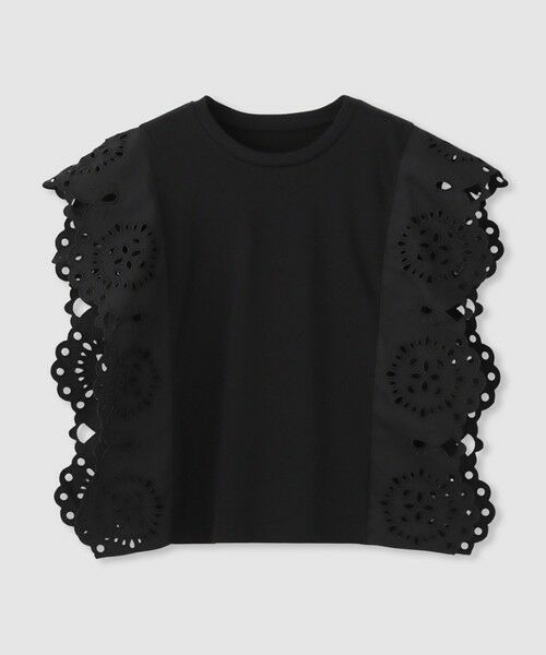 allureville / アルアバイル カットソー | 【LOULOU WILLOUGHBY】スカラレーストリミングＴシャツ（ブラック (95)）