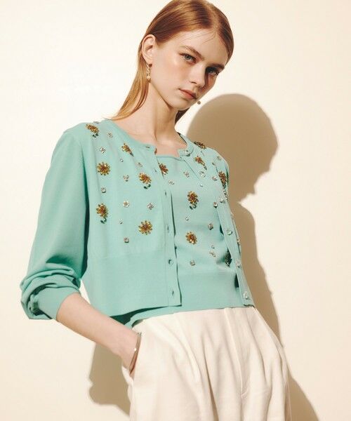 allureville / アルアバイル カーディガン・ボレロ | WEB 一部店舗限定【LOULOU WILLOUGHBY】サンフラワービジューカーディガン（ターコイズ (64)）