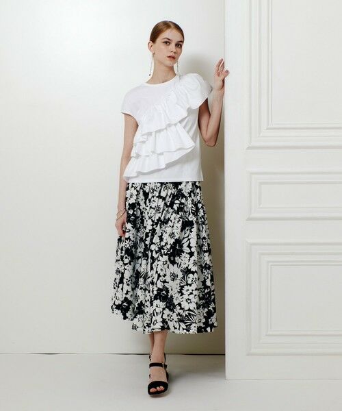 allureville / アルアバイル ロング・マキシ丈スカート | WEB 一部店舗限定【LOULOU WILLOUGHBY】モノトーンフラワープリントギャザースカート | 詳細5