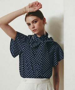 【LOULOU WILLOUGHBY】デシンドットフレアスリーブブラウス