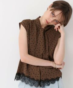 allureville / アルアバイル シャツ・ブラウス | レース切替ドットプリントブラウス