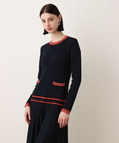 allureville / アルアバイル ロング・マキシ丈ワンピース | ラインアクセントプリーツニットワンピース