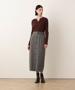 allureville / アルアバイル ロング・マキシ丈ワンピース | キーネックドッキングワンピース