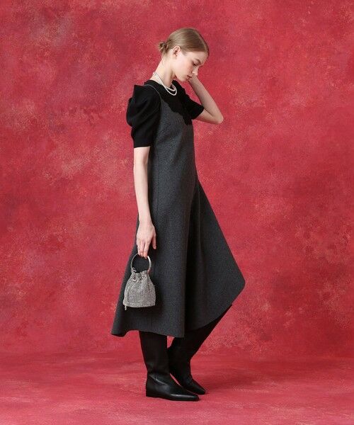 allureville / アルアバイル ミニ丈・ひざ丈ワンピース | レースドッキングウールキャミワンピース | 詳細4