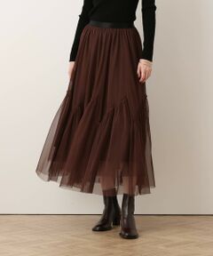 allureville / アルアバイル ロング・マキシ丈スカート | チュール切替ギャザースカート