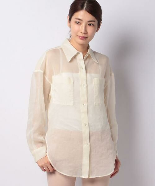 ブラウス シャツ ソフトオーガンジーシアーショートシャツ レディース ソフトオーガンジーシアーショートシャツ(F GRAY): トップス