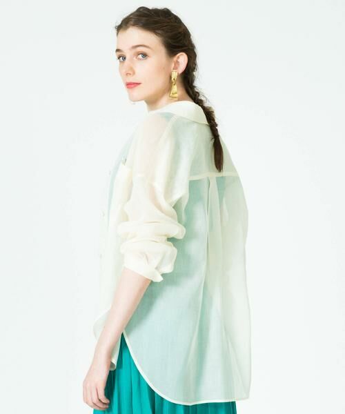 ブラウス シャツ ソフトオーガンジーロングブラウス/夏服/シアーシャツ レディース qualite ブラウス シャツ ソフトオーガンジーロングブラウス