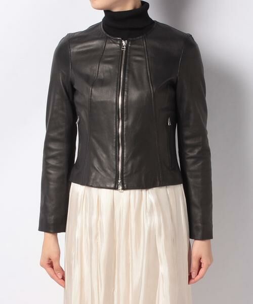 allureville レザークルーネックブルゾン レザークルーネックブルゾン | allureville (Women