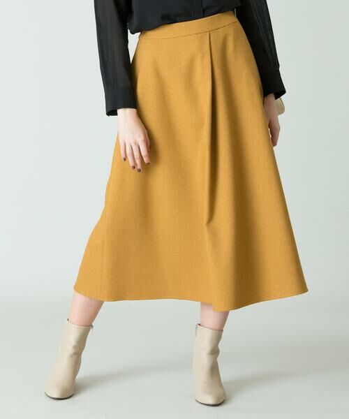 ＊＊allureville / アルアバイル スカート | ウールライクポリフレアスカート（マスタード）