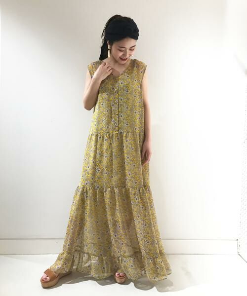 ＊＊allureville / アルアバイル ワンピース | レトロフラワーＡラインノースリワンピース | 詳細9