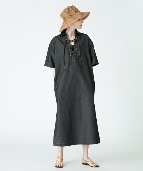 argueアギュー デニムカフタンワンピース ARGUE / アギュー】18SS denim caftan dress/デニムカフスタン