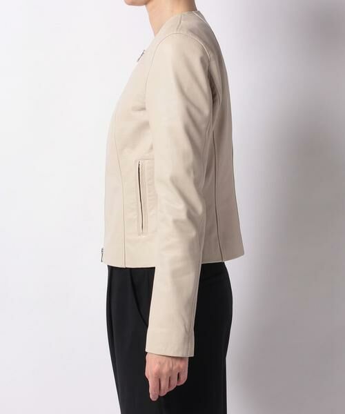 ＊＊allureville / アルアバイル ノーカラージャケット | レザークルーネックブルゾン | 詳細2