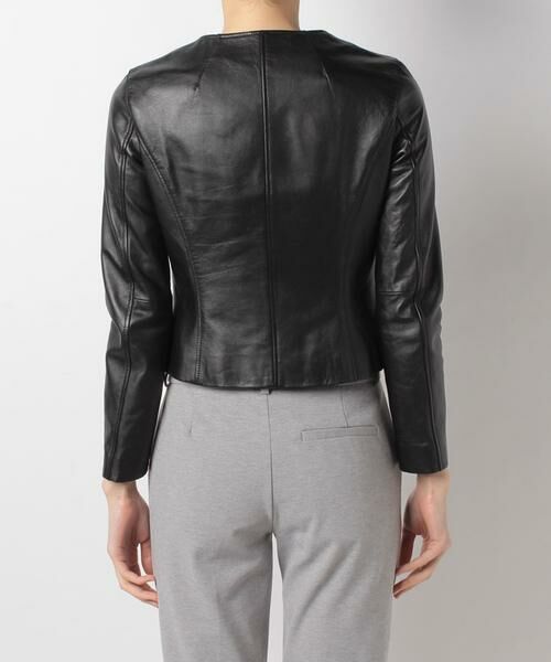 ＊＊allureville / アルアバイル ノーカラージャケット | レザークルーネックブルゾン | 詳細17