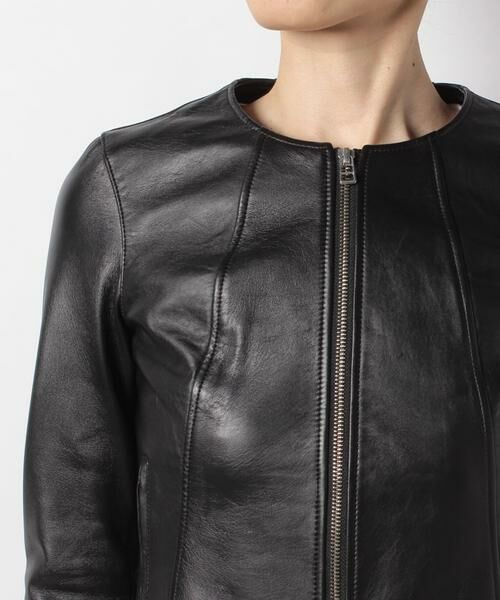 ＊＊allureville / アルアバイル ノーカラージャケット | レザークルーネックブルゾン | 詳細18