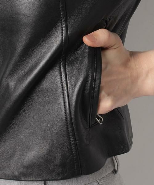 ＊＊allureville / アルアバイル ノーカラージャケット | レザークルーネックブルゾン | 詳細19