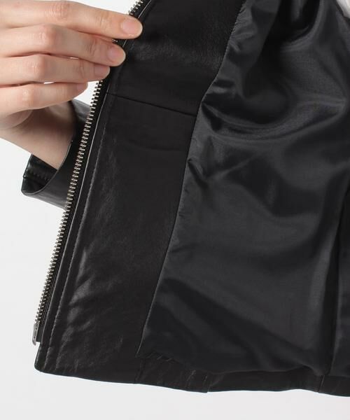 ＊＊allureville / アルアバイル ノーカラージャケット | レザークルーネックブルゾン | 詳細20