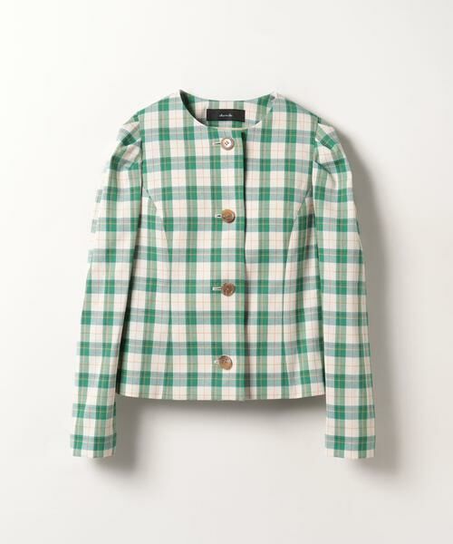 allureville ノーカラージャケット ショルダーコンシャスジャケット セール】 カラーチェックショルダーコンシャスジャケット （ノー