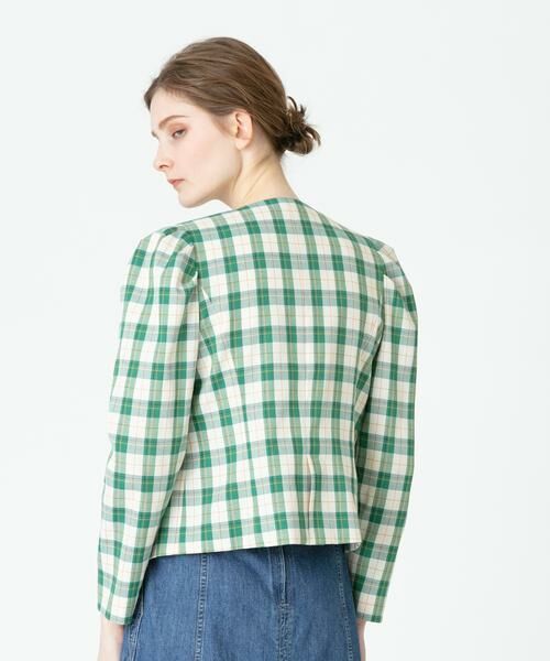 allureville ノーカラージャケット ショルダーコンシャスジャケット セール】 カラーチェックショルダーコンシャスジャケット （ノー