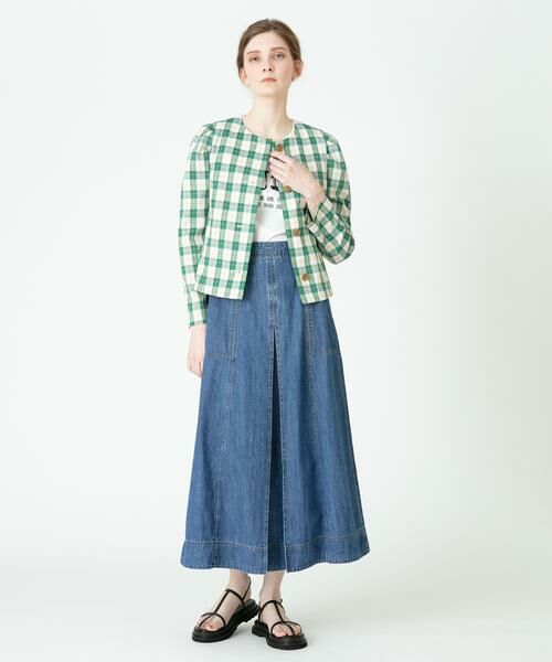 allureville ノーカラージャケット ショルダーコンシャスジャケット セール】 カラーチェックショルダーコンシャスジャケット （ノー