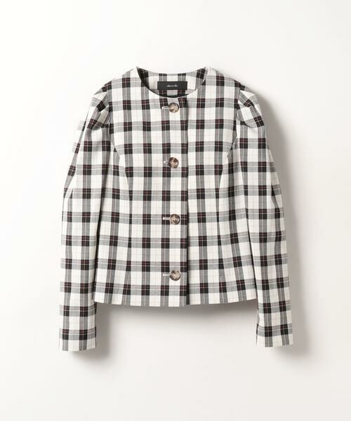 allureville ノーカラージャケット ショルダーコンシャスジャケット セール】 カラーチェックショルダーコンシャスジャケット （ノー