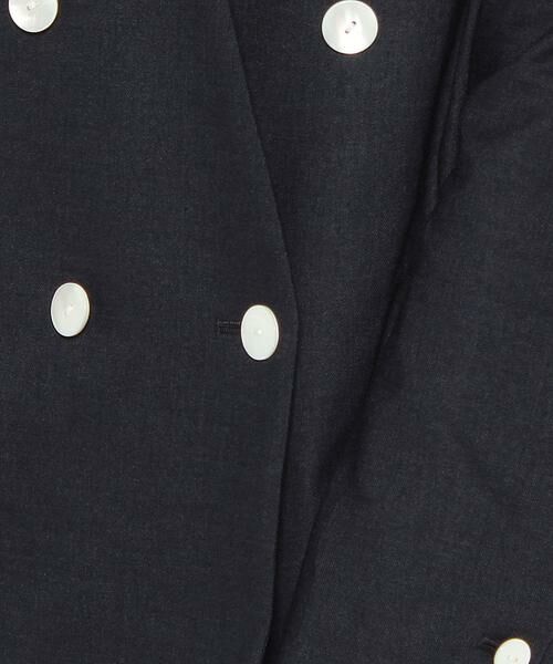 セール】 リネンストレッチノーカラーダブルジャケット （ノーカラー